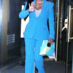 Vivica A. Fox in a Baby Blue Pantsuit Leaves NBC Studios in New York