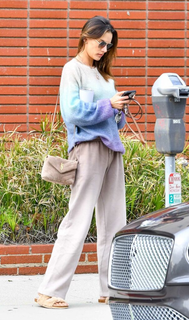 Alessandra Ambrosio in a Beige Pants