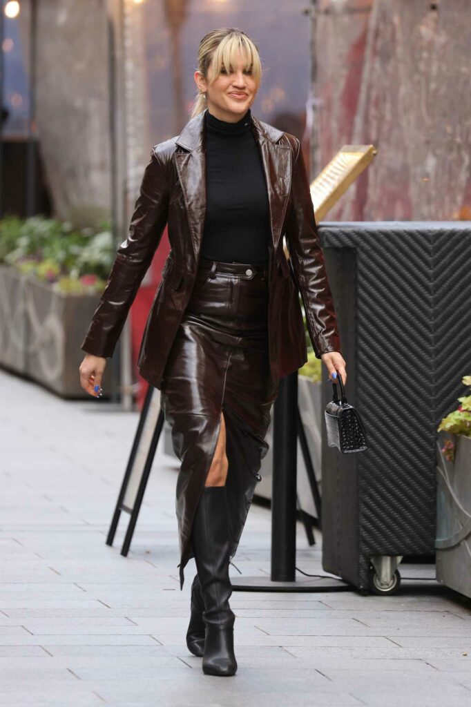 Ashley Roberts in a Brown Leather Blaze