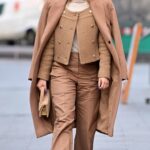 Ashley Roberts in a Tan Outfit Leaves the Global Radio Studios in London