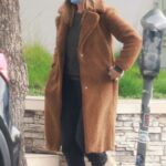 Ashley Tisdale in a Brown Fur Coat Gets Some Coffee in Los Feliz
