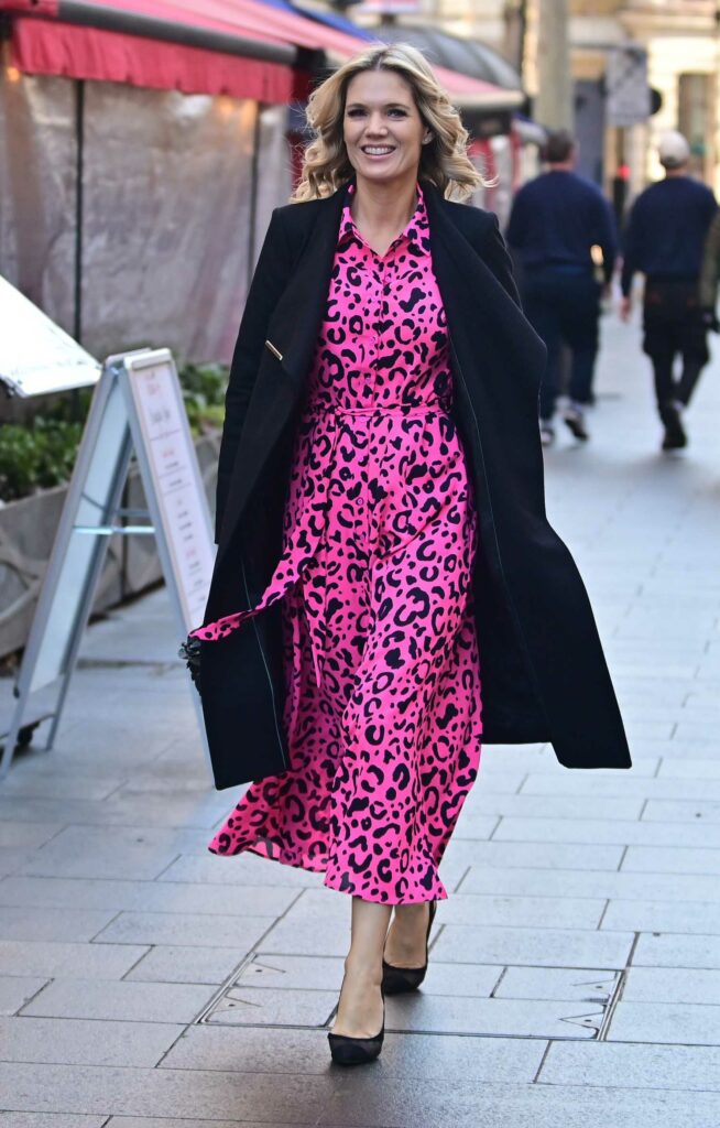 Charlotte Hawkins in a Pink Animal Print Dress