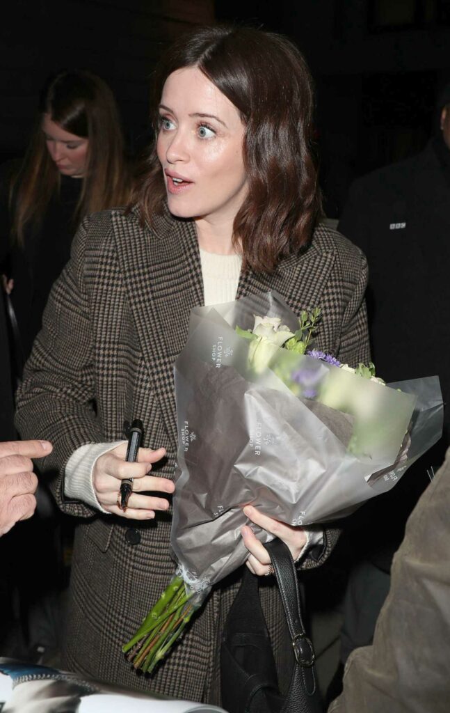 Claire Foy in a Grey Coat