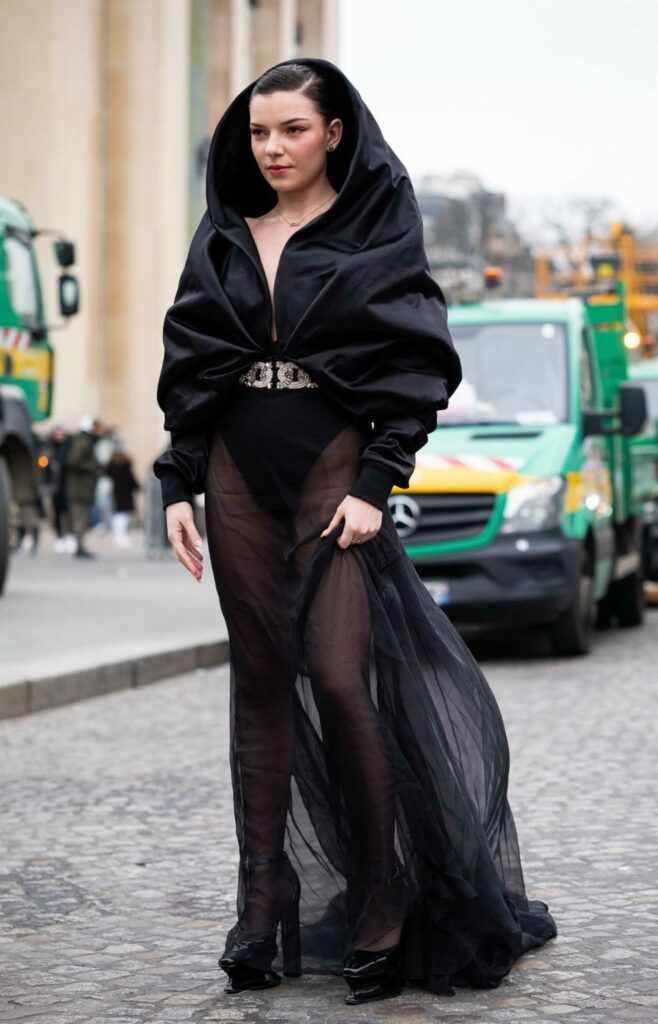 Clara Marz in a Black See-Through Skirt