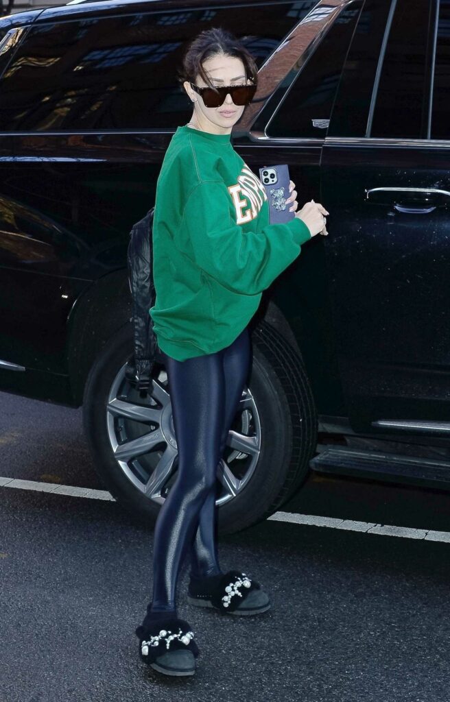 Hilaria Baldwin in a Green Sweatshirt