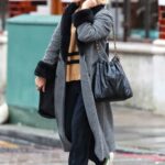 Jenna Coleman in a Grey Coat Leaves Rehearsels for Lemons Lemons Lemons Lemons in London