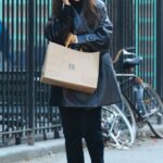 Katie Holmes in a Black Leather Coat Goes Shopping in Manhattan’s SoHo Area in NYC