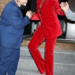 Kenya Moore in a Red Pantsuit Leaves Tamron Hall Show in New York