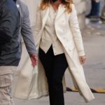 Laura Dern in a White Coat Arrives at Jimmy Kimmel Live in Hollywood
