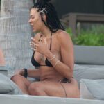 Liz Cambage in a Black Bikini By a Pool in Tulum