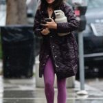 Lucy Hale in a Lilac Leggings Arrives at the Gym in Los Angeles