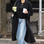 Maggie Gyllenhaal in a Black Coat Was Seen Out in Manhattan’s Downtown Area in NYC