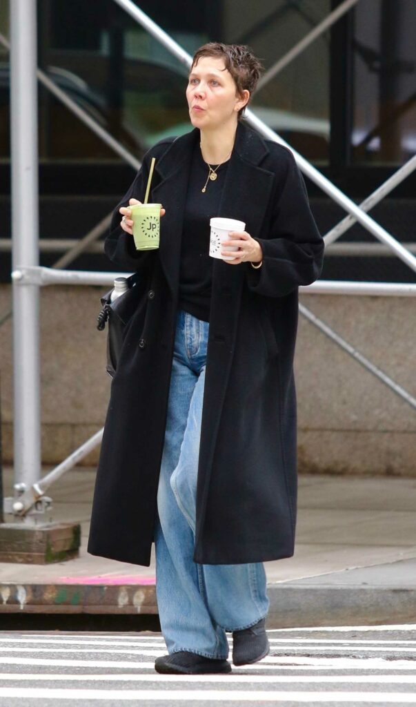 Maggie Gyllenhaal in a Black Coat