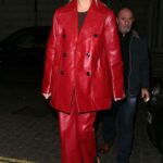 Margot Robbie in a Red Leather Pantsuit Was Seen Out in London