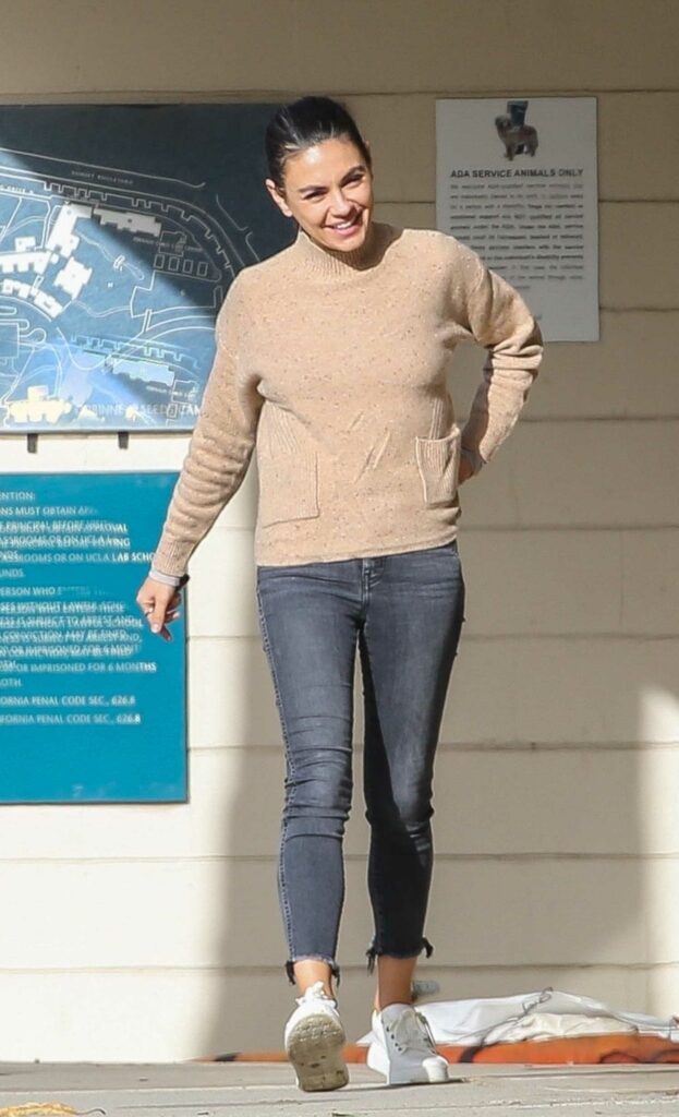 Mila Kunis in a Beige Sweater
