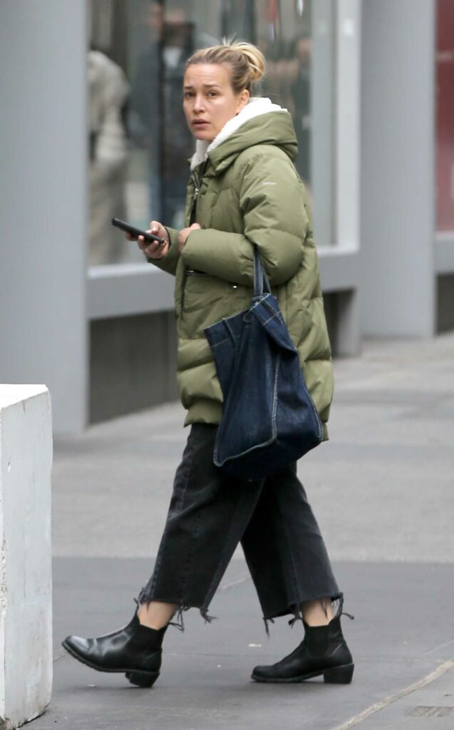 Piper Perabo in an Olive Jacket