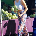 Shailene Woodley in a White Cropped Tank Top Goes Shopping at a Farmer’s Market in Los Angeles