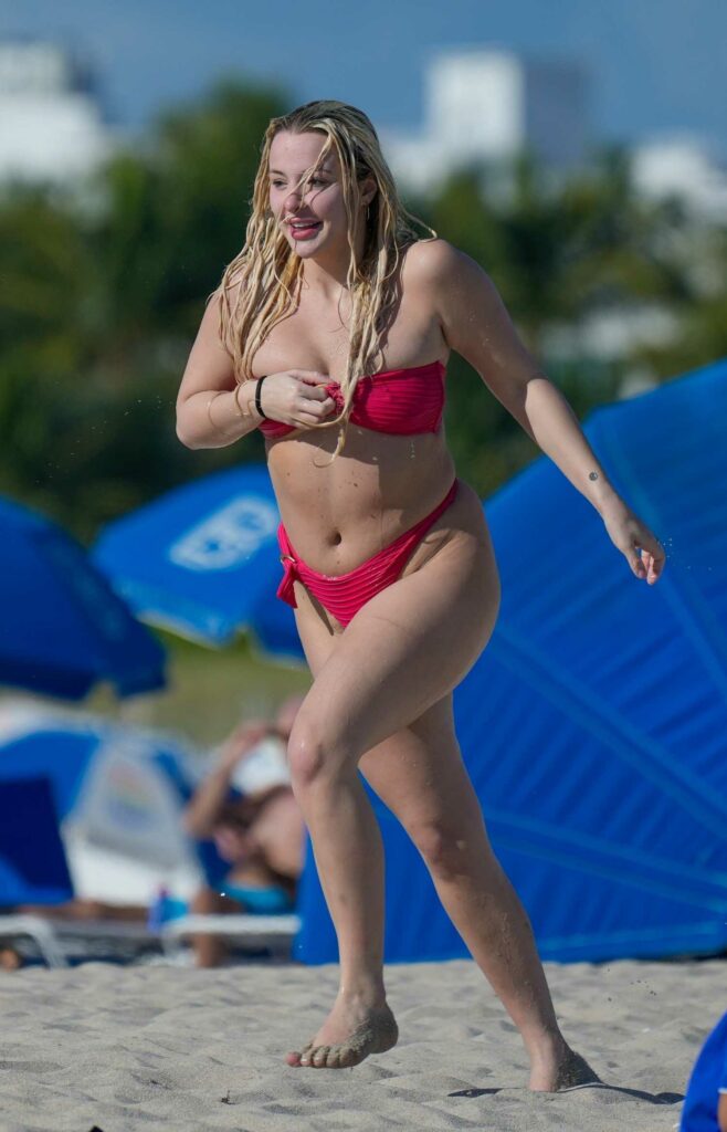 Tana Mongeau in a Red Bikini