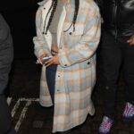 Alicia Keys in a Plaid Coat Arrives at the Chiltern Firehouse in London
