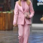 Amanda Holden in a Pink Pantsuit Leaves the Heart Radio in London