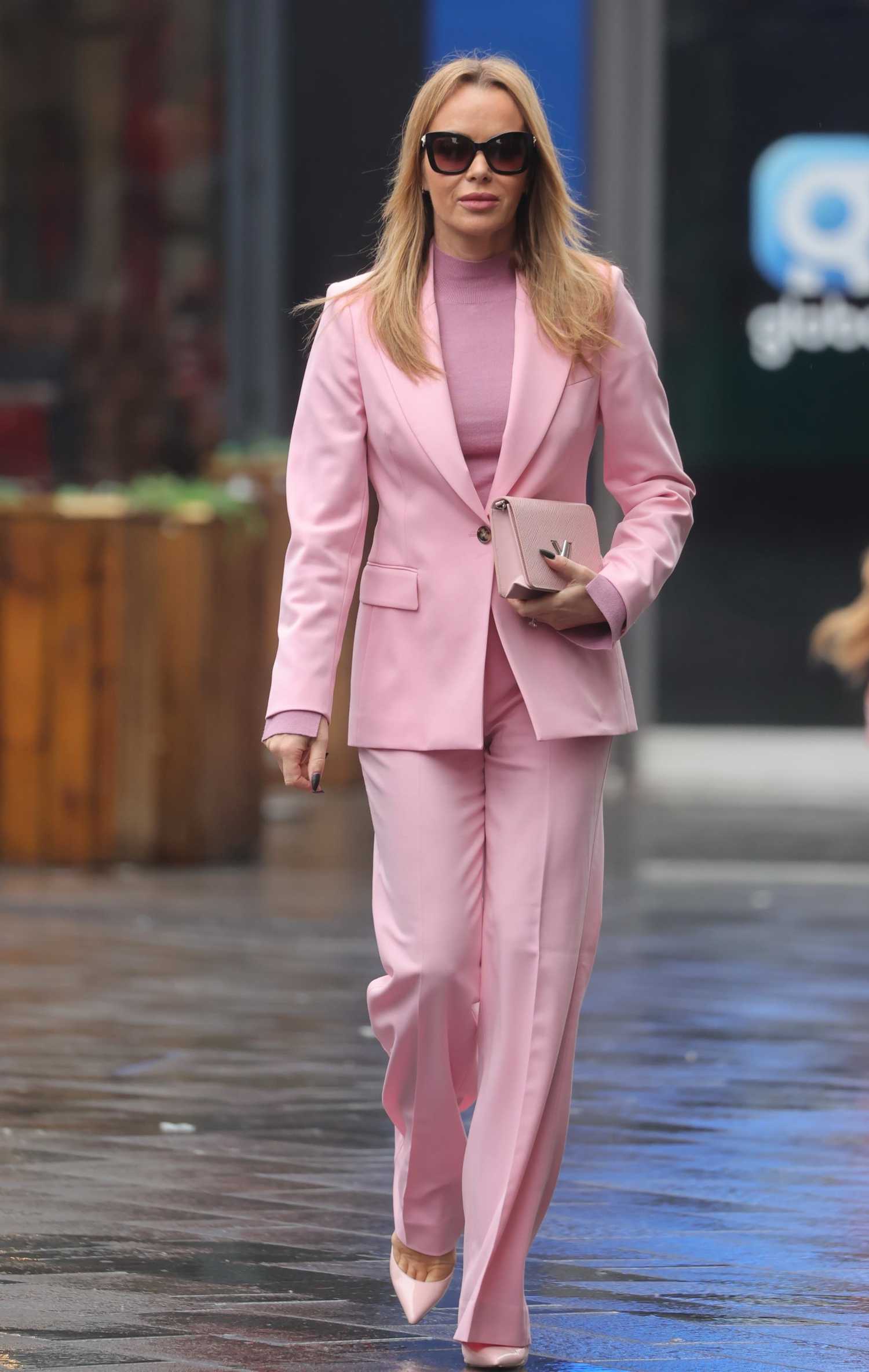 Amanda Holden in a Pink Pantsuit Leaves the Heart Radio in London ...