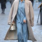 Ashley Roberts in a Baby Blue Pantsuit Leaves the Heart Radio in London