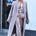 Ashley Roberts in a Beige Coat Leaves the Global Radio Studios in London