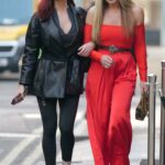 Caprice Bourret in a Red Ensemble Was Seen Out with Friend Charlotte Kirk in London