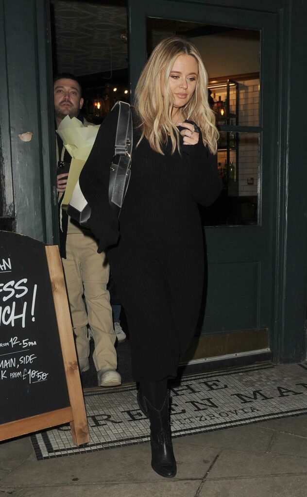 Emily Atack in a Black Knitted Dress