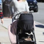 Heidi Montag in a Grey Sweater Taking Her Newborn Out for a Stroll Around the Palisades