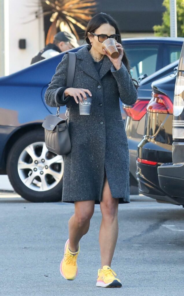Jordana Brewster in a Grey Coat