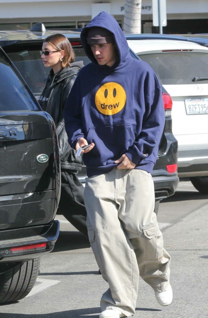 Justin Bieber in a Blue Hoodie