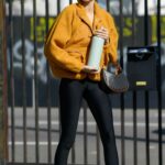 Kaia Gerber in a Yellow Sweatshirt Leaves Her Morning Workout in Los Angeles