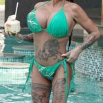 Katie Price in a Green Bikini By the Pool in Thailand