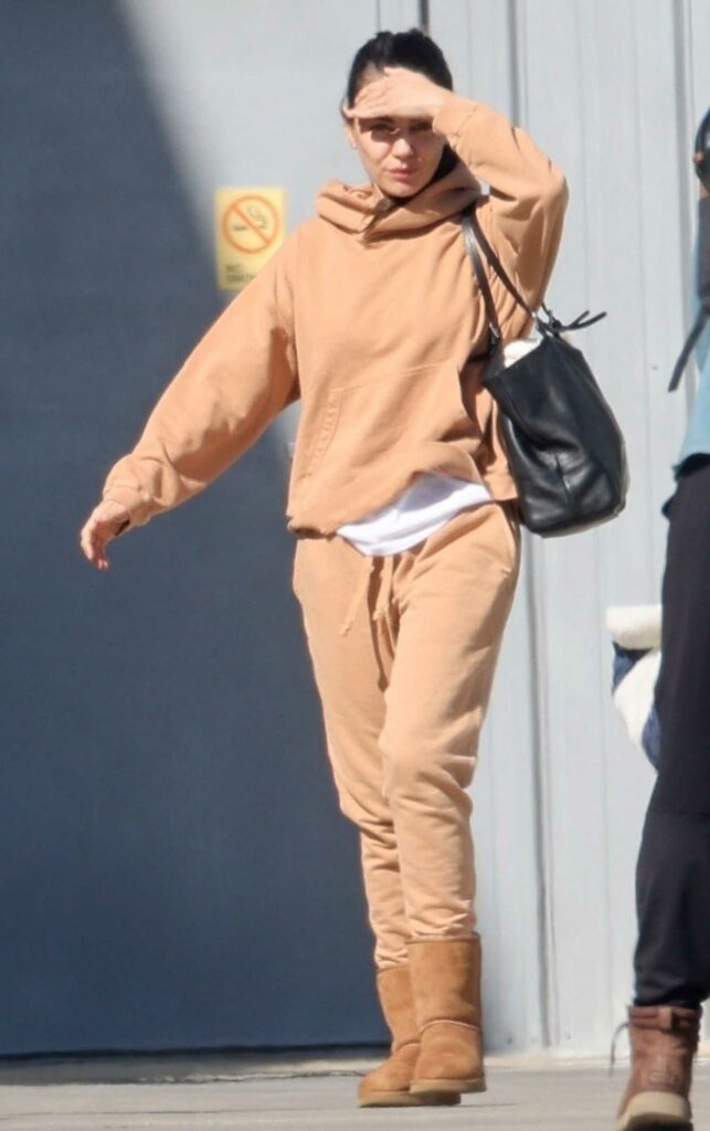 Mila Kunis in a Caramel Coloured Sweatsuit