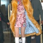 Suki Waterhouse in a Yellow Fur Coat Leaves the Today Show in New York City