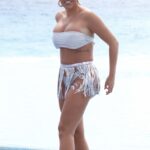 Aisleyne Horgan-Wallace in a White Bikini on the Beach in Cancun
