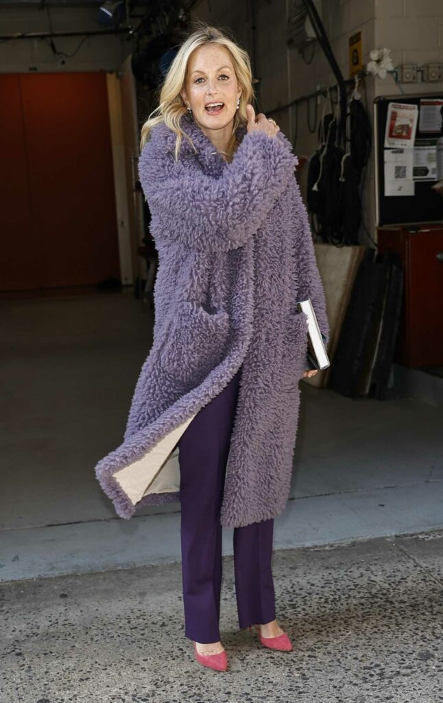 Alexandra Wentworth in a Purple Fur Coat