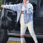 Ashley Tisdale in a Blue Denim Jacket Steps Out for Coffee in Los Feliz