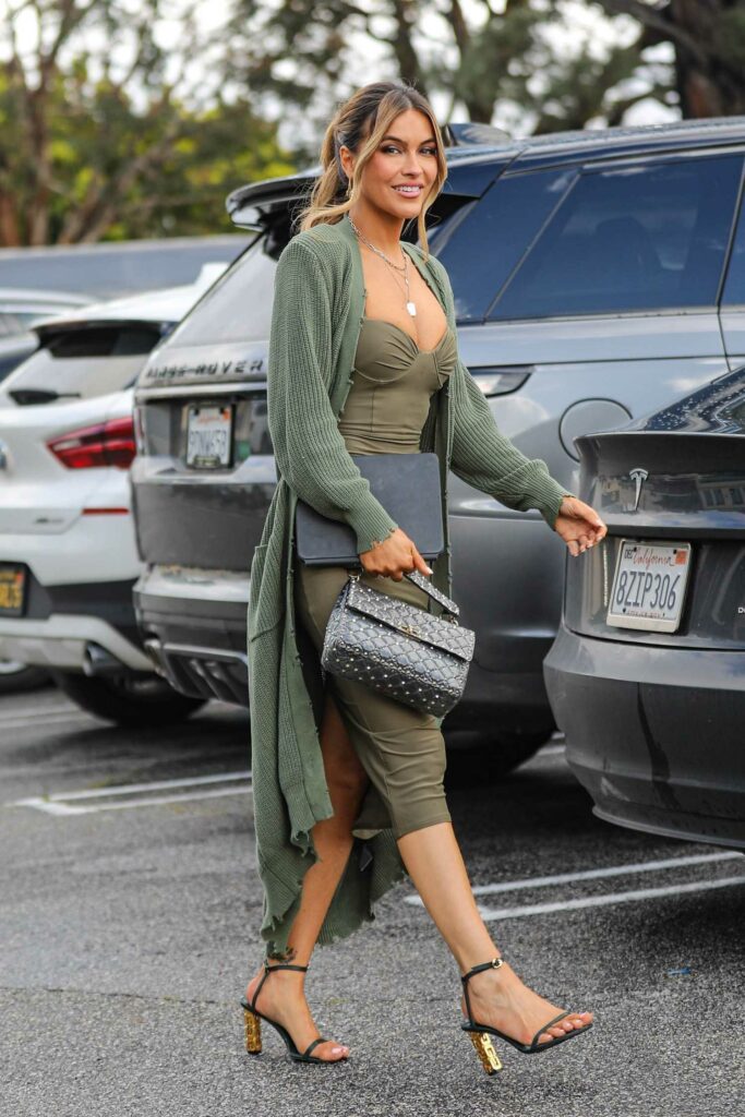 Chrishell Stause in an Olive Cardigan