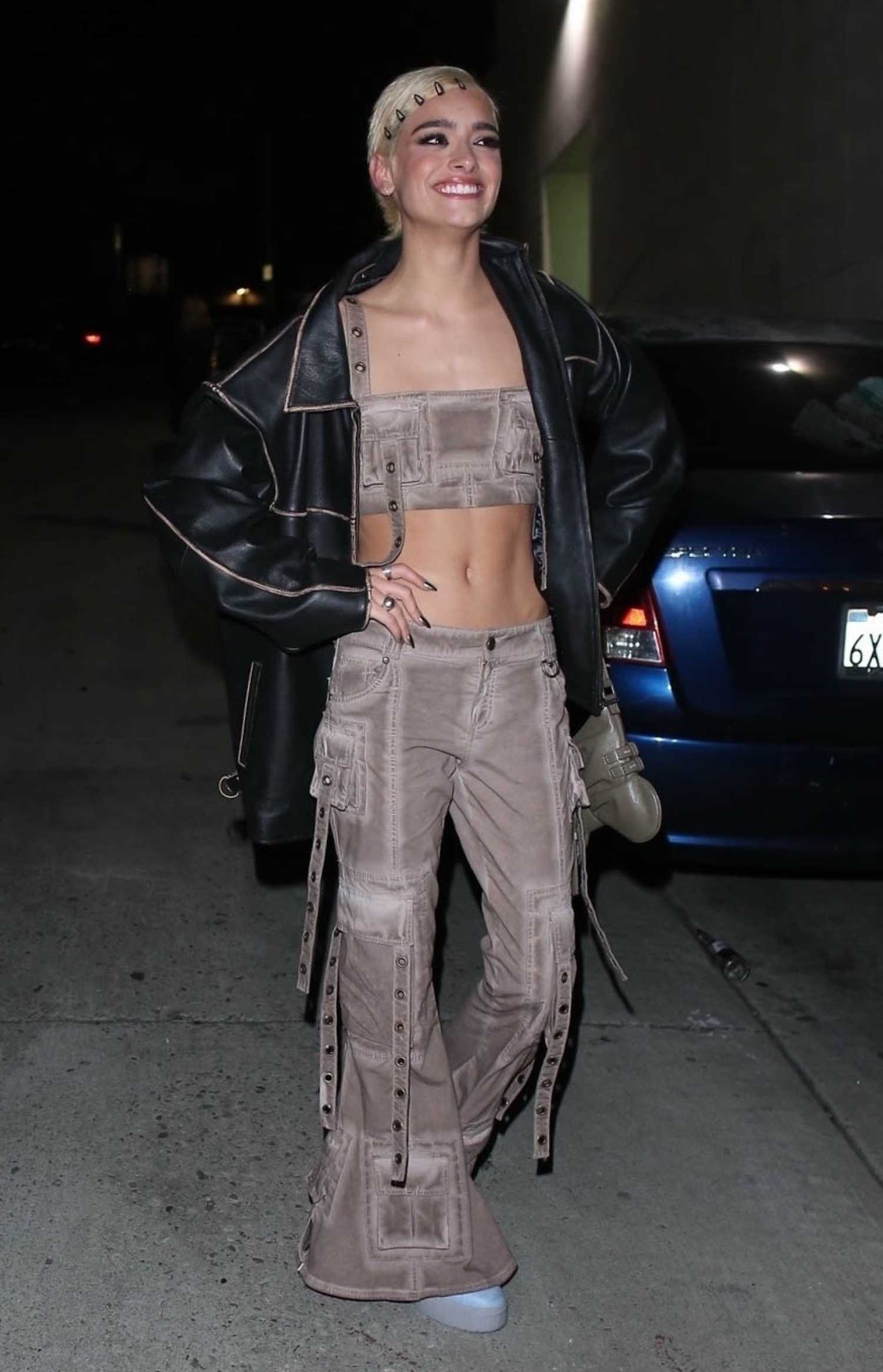 Dixie D’amelio in a Black Leather Jacket Leaves the Fashion Nova Event