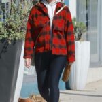 Kate Mara in a Red Plaid Jacket Heads Back to Her Car After Getting in a Pilates Session in Los Feliz