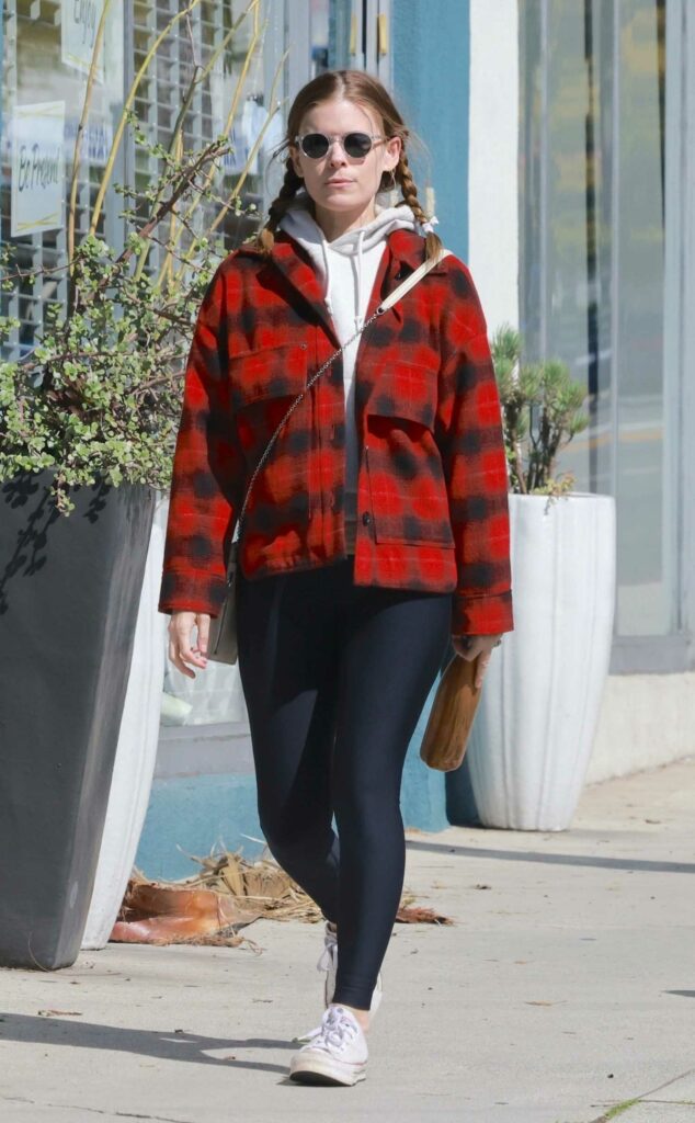Kate Mara in a Red Plaid Jacket