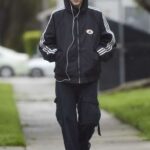 Simi Khadra in a Black Adidas Jacket Was Seen Out in Beverly Hills
