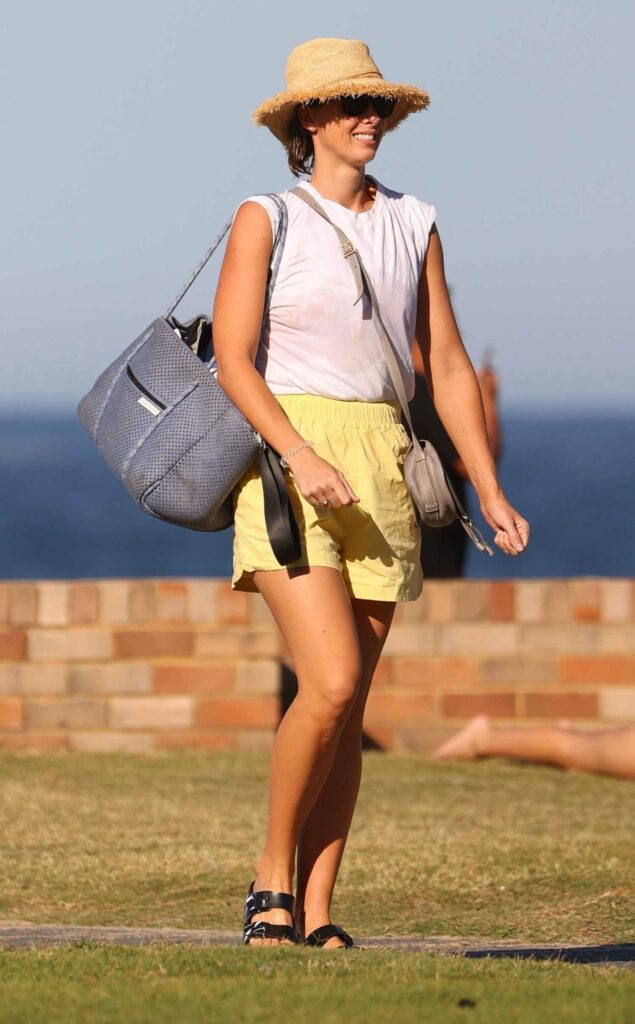 Sylvia Jeffreys in a Yellow Shorts