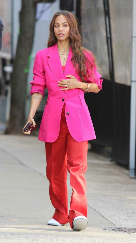 Zoe Saldana in a Pink Blazer