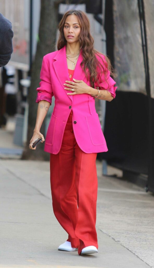 Zoe Saldana in a Pink Blazer