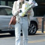 Anna Osceola in a White Cardigan Goes Shopping at Gelson’s in Los Feliz