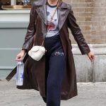 Chloe Sevigny in a Brown Leather Trench Coat Was Seen Out in New York