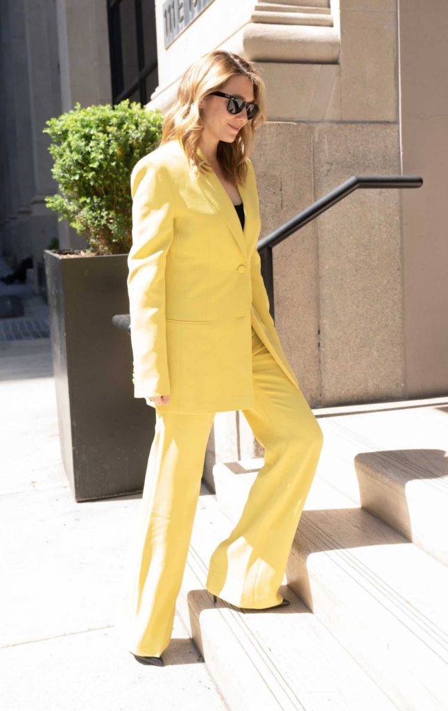Elizabeth Olsen in a Yellow Pantsuit